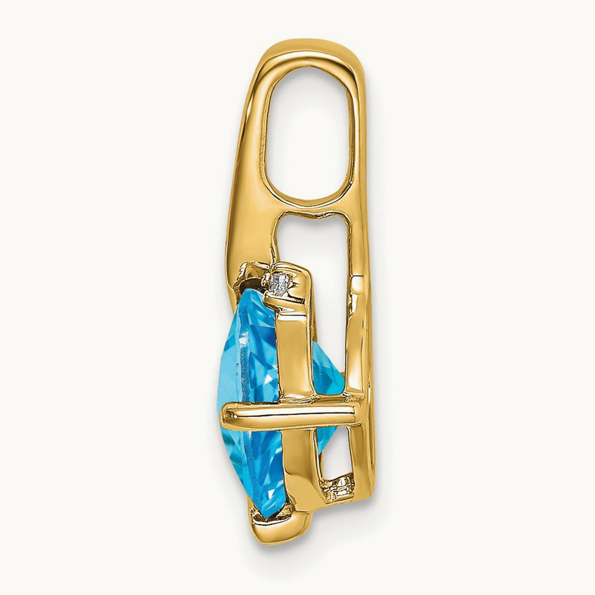 Cushion Blue Topaz and Diamond Pendant — 14K Yellow Gold