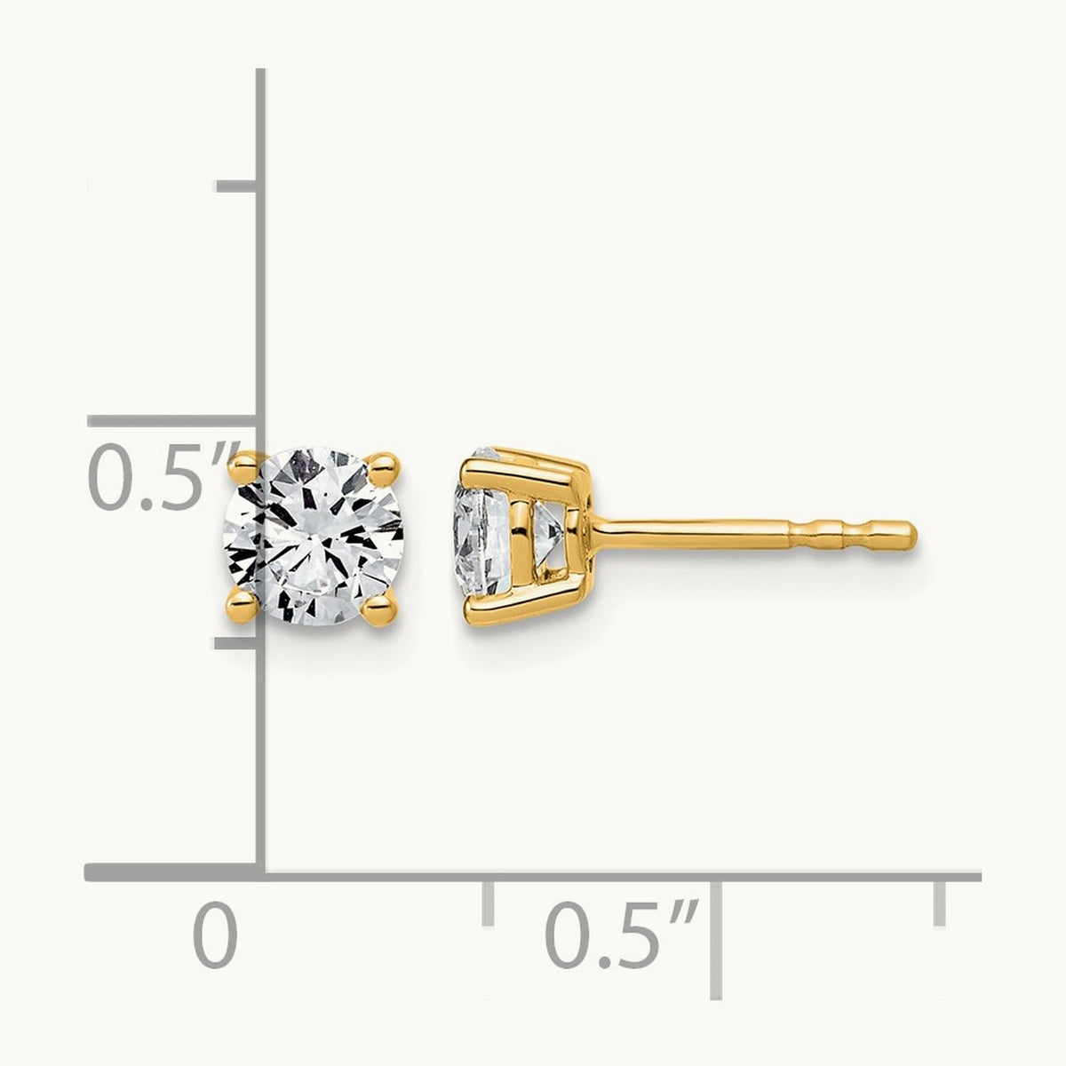 Round Lightweight Earrings, 0.25-6.00 ct tw Lab-Grown Diamond — 1 ct, 14K Yellow Gold