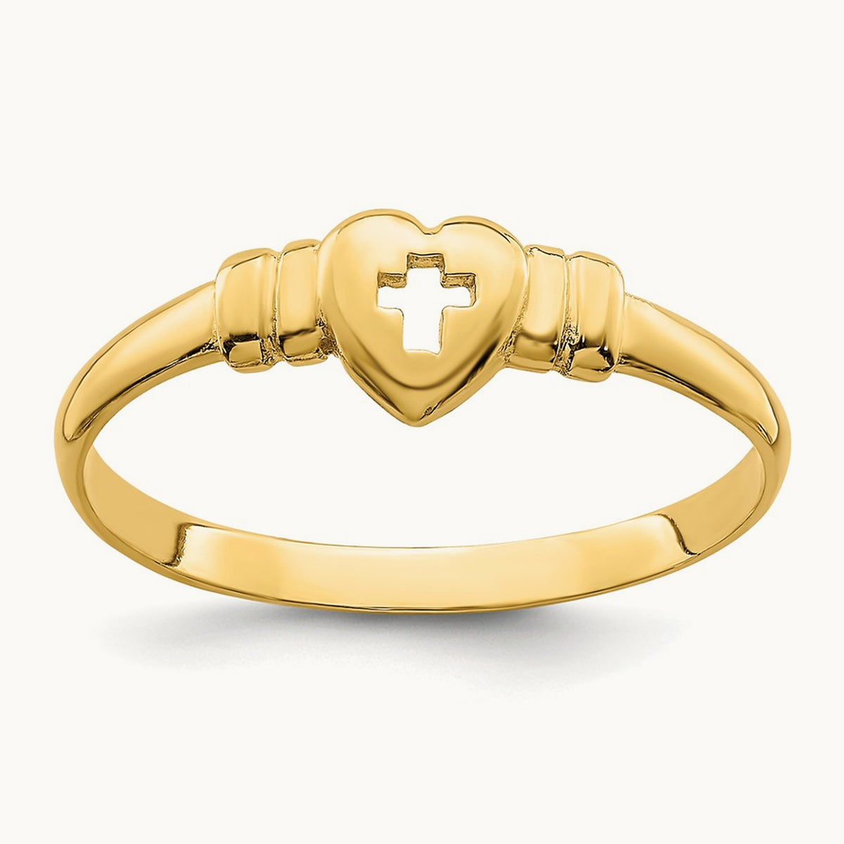 Heart w/Cut-Out Cross Ring, 14K