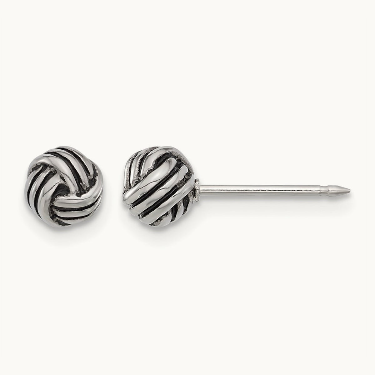 Inverness Stainless Steel Antiqued Love Knot Post Earrings