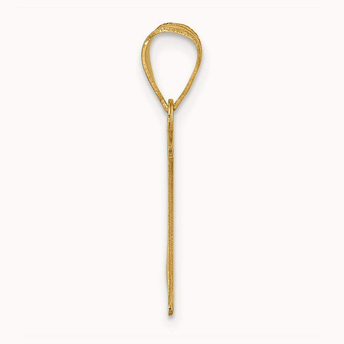 Polished Etched Letter K Initial Pendant, 14K
