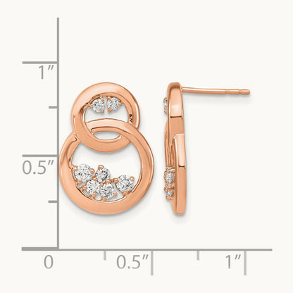 Polished Diamond Double Circle Post Earrings, 14K Rose Gold