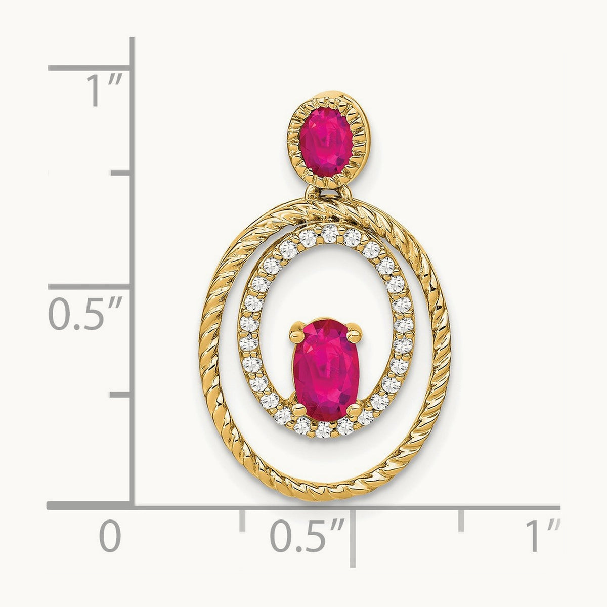 Ruby and Diamond Oval Pendant, 14K