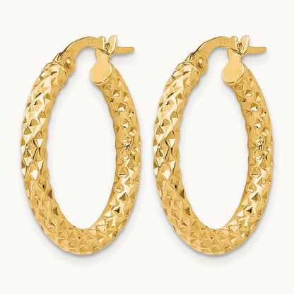 Polished Diamond-cut Hoop Earrings — 10K Yellow Gold, 20mm