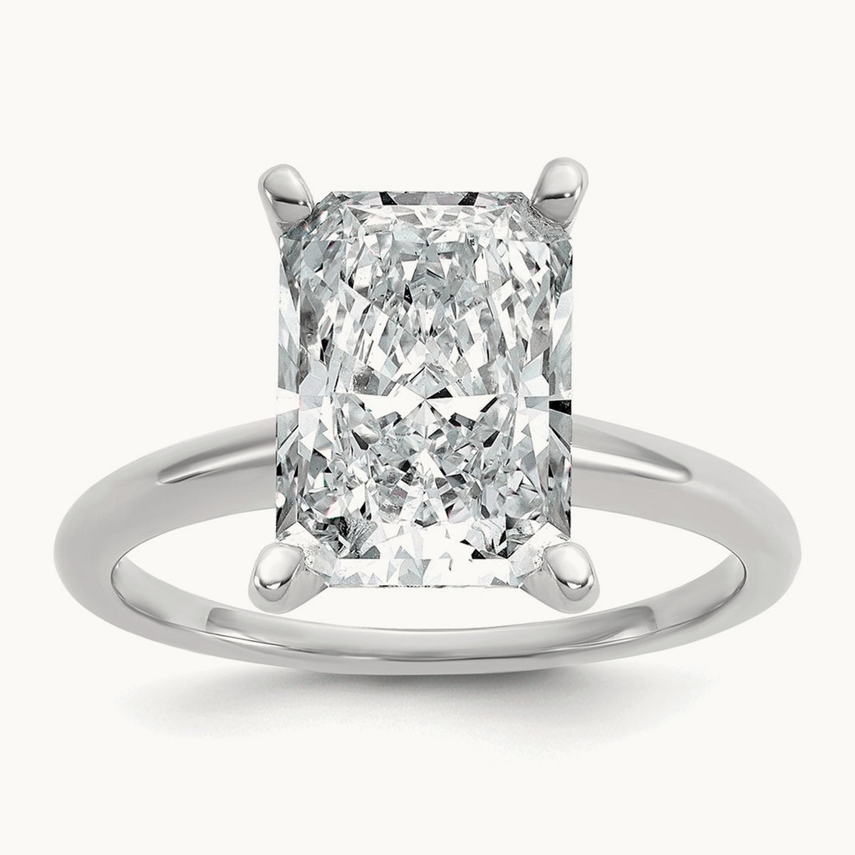 Radiant Solitaire Engagement Ring, 0.50-5.00 ct tw Lab-Grown Diamond — 4 ct, 14K White Gold