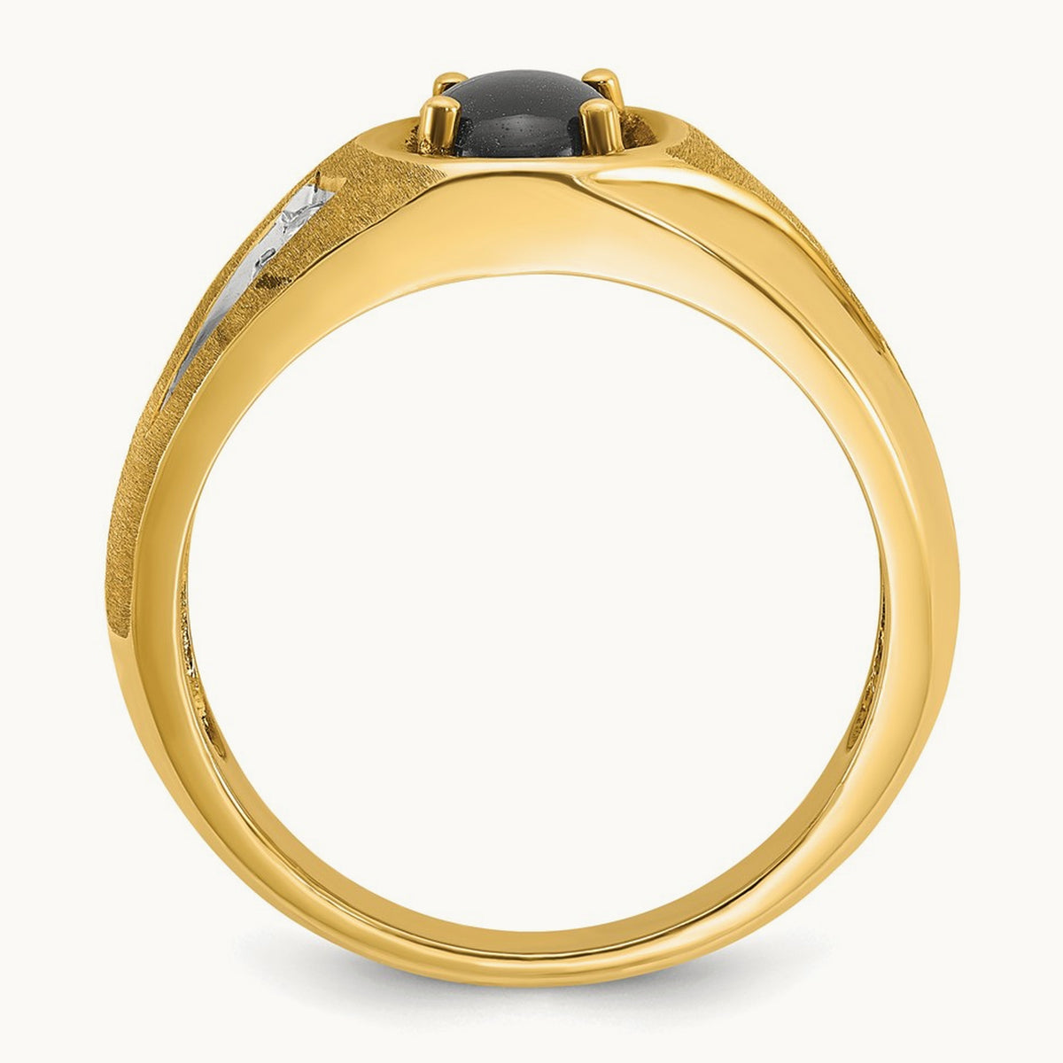 IBGoodman Men's Satin Black Star Sapphire and Diamond Complete Ring, 14K