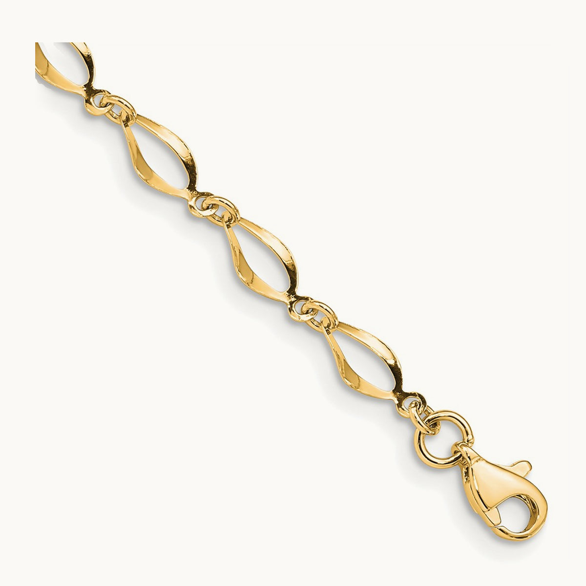 Polished Fancy Link Bracelet — 14K Yellow Gold