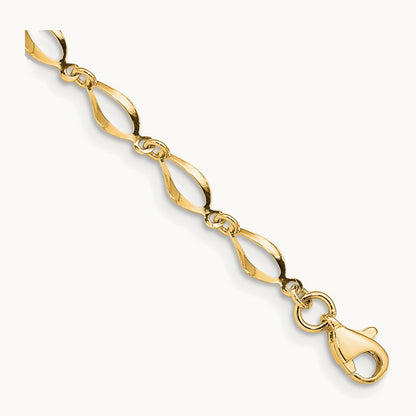 Polished Fancy Link Bracelet — 14K Yellow Gold