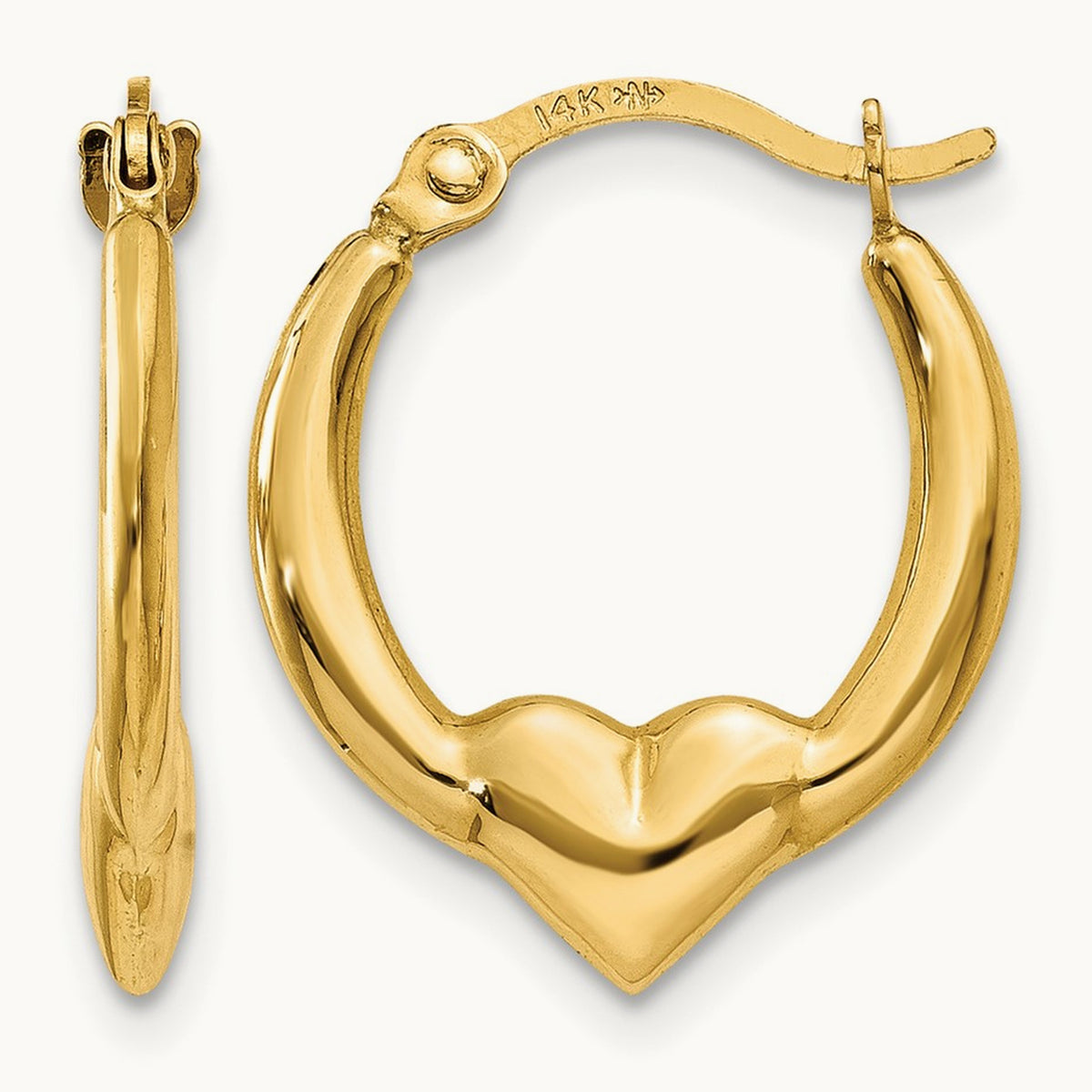 Heart Hoop Earrings — 14K Yellow Gold