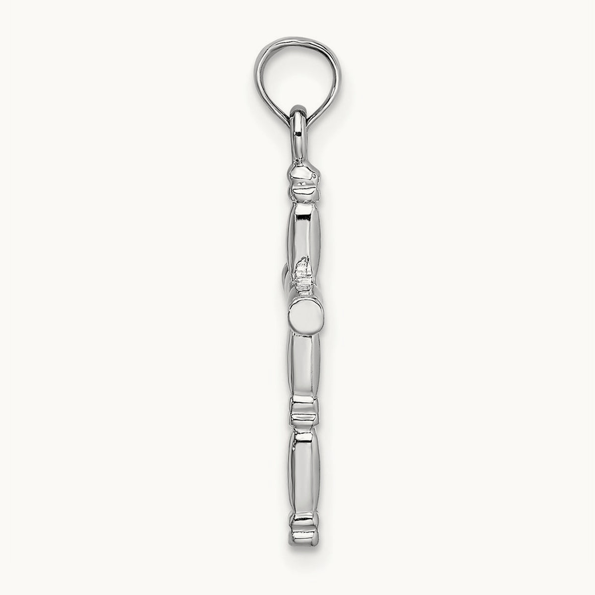 3-D Polished Cross Charm — 14K White Gold