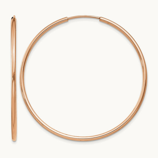 Polished Endless Tube Hoop Earrings, 1.50mm, 14K Rose Gold
