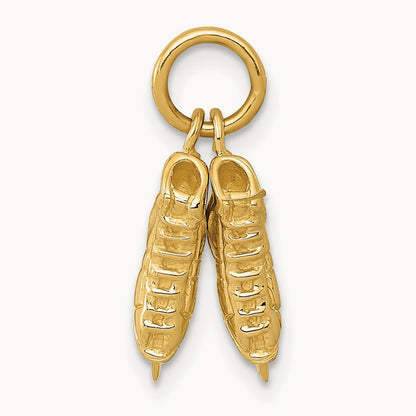 3-D PAIR Of Ice Skates Charm, 14K
