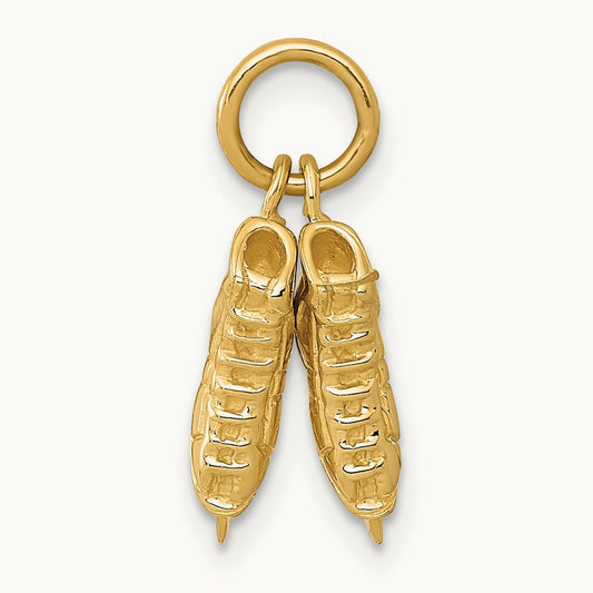 3-D PAIR Of Ice Skates Charm, 14K