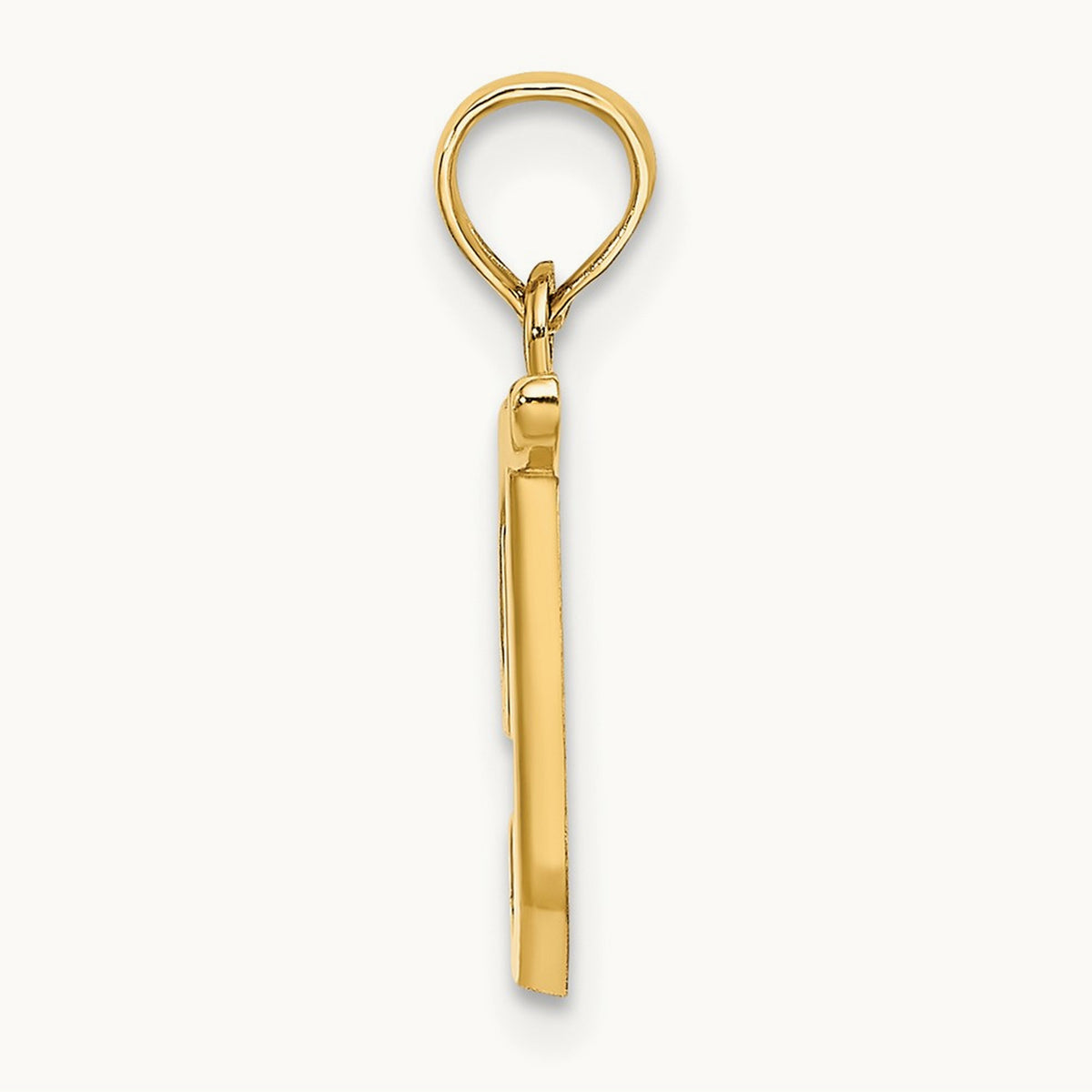 Script Letter T Initial Pendant, 14K Yellow Gold