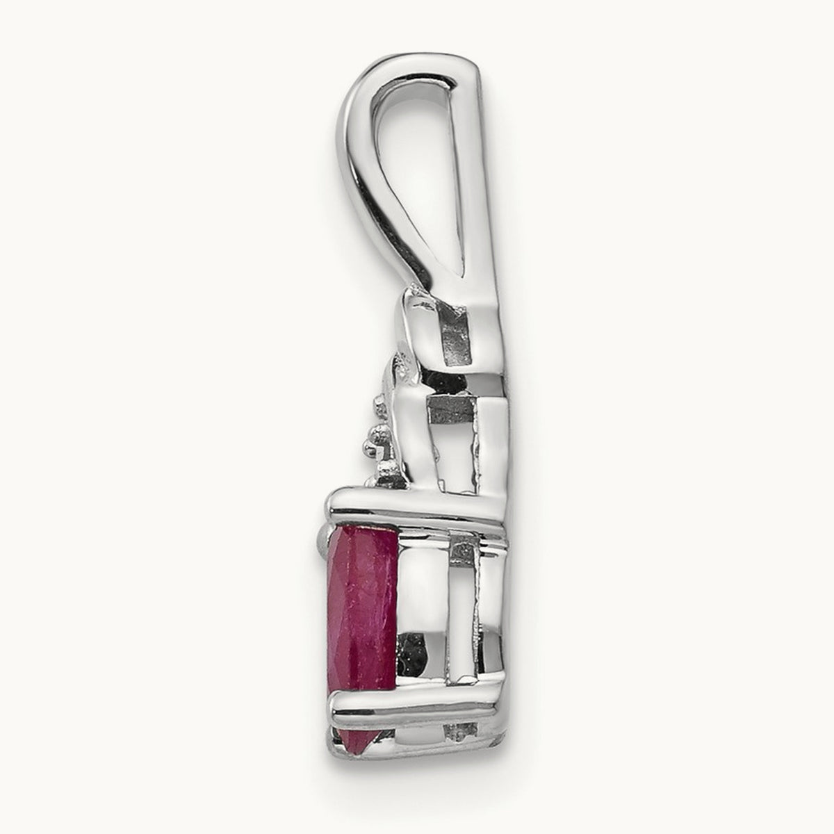 Ruby and Diamond Pendant — 14K White Gold, 16mm