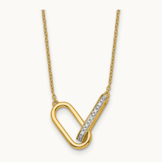 Polished Diamond Link Fashion Necklace, 14K