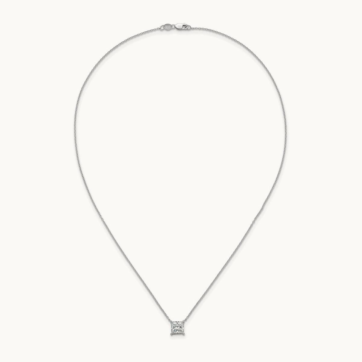 Princess Pendant Necklace, 0.25-4.00 ct tw Lab-Grown Diamond — 2 ct, 14K White Gold