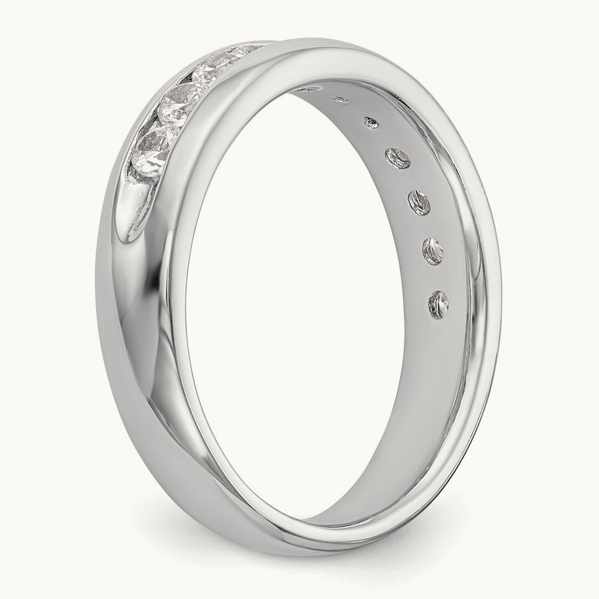 11-Stone Diamond Channel Band, 14K White Gold