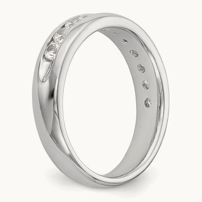 11-Stone Diamond Channel Band, 14K White Gold