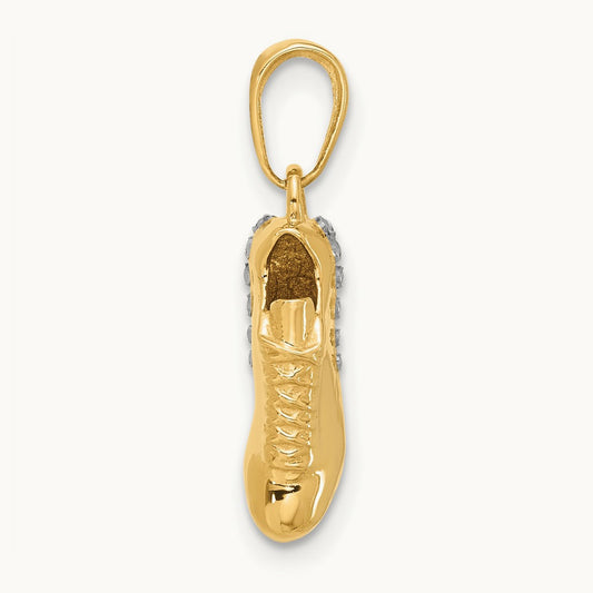 D/C Soccer Cleat Pendant, 14K with White Rhodium