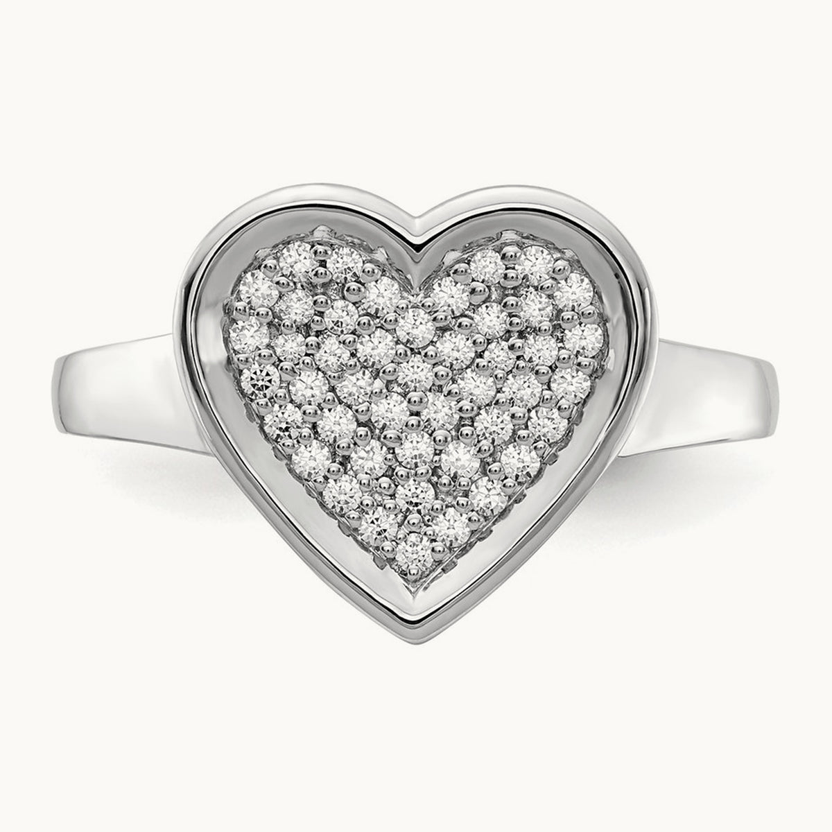 Diamond Fancy Heart Ring, 14K White Gold