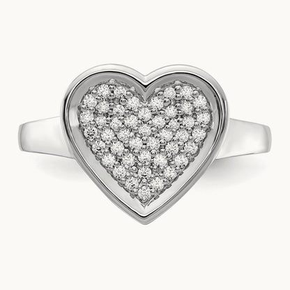 Diamond Fancy Heart Ring, 14K White Gold