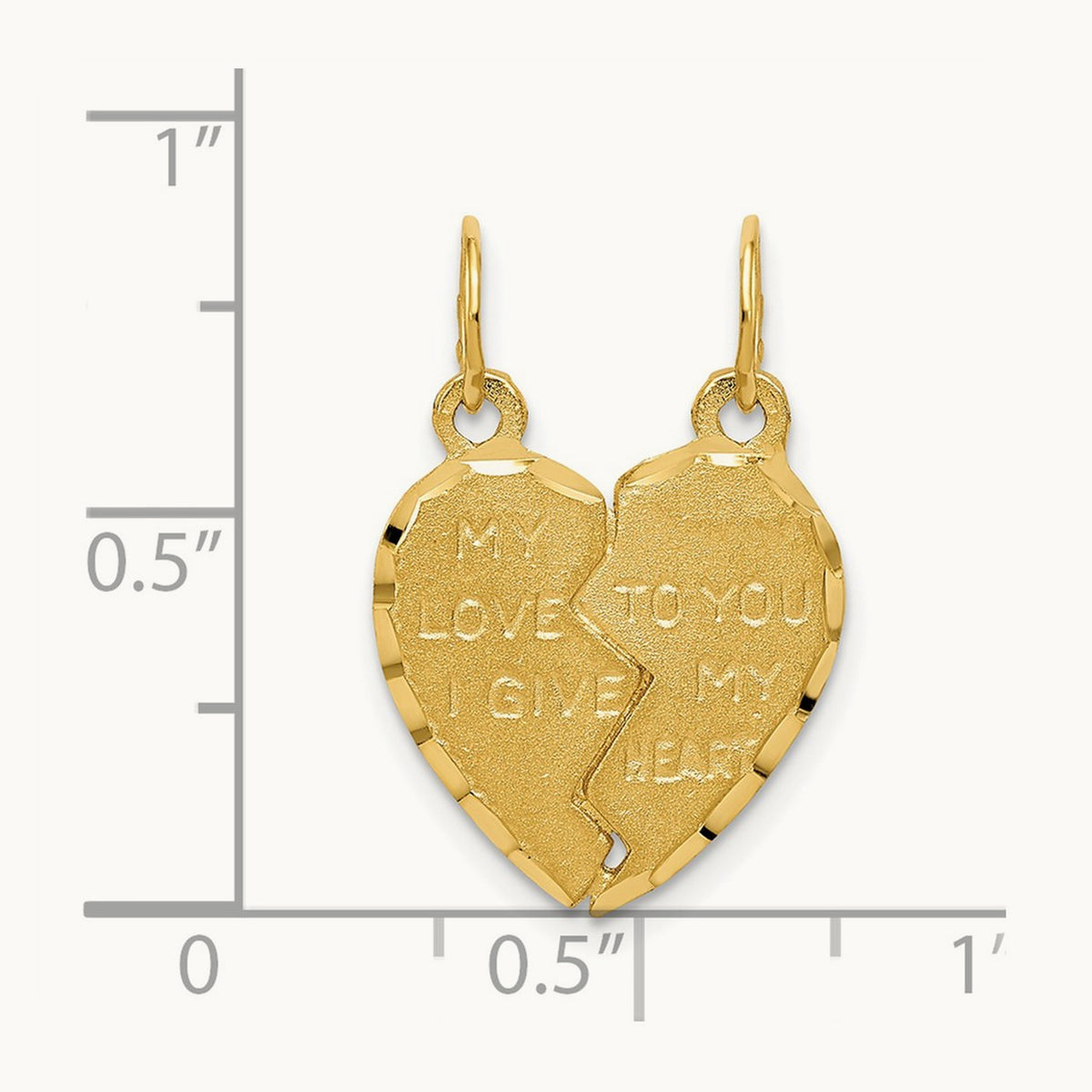 Break Apart MY LOVE TO YOU I GIVE MY HEART Charm, 14K