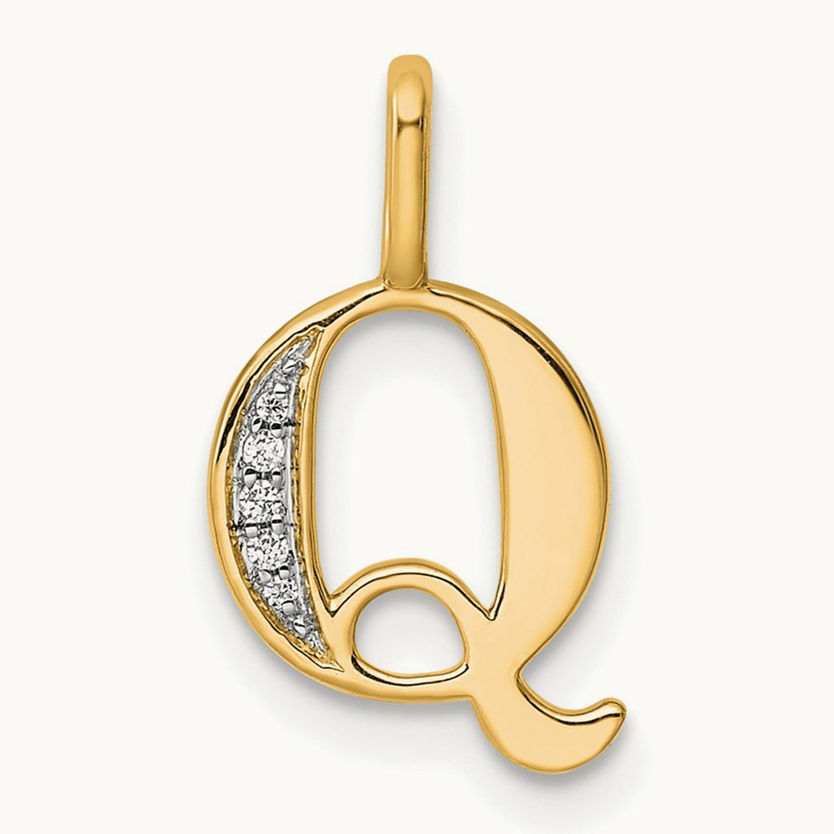 Diamond Letter Q Initial Pendant, 14K