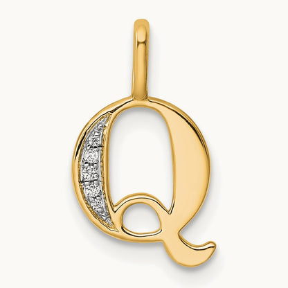 Diamond Letter Q Initial Pendant, 14K