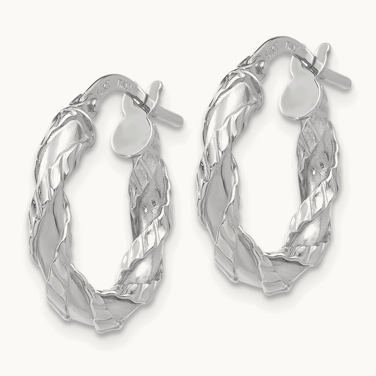 Twisted Rope Hoop Earrings, 14K White Gold