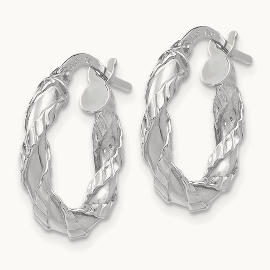 Twisted Rope Hoop Earrings, 14K White Gold