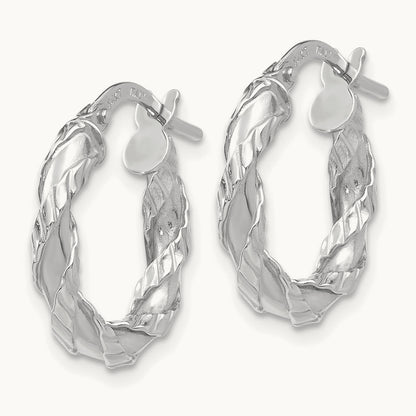 Twisted Rope Hoop Earrings, 14K White Gold