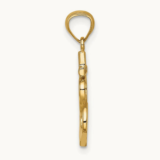 Anchor with Heart Pendant, 14K