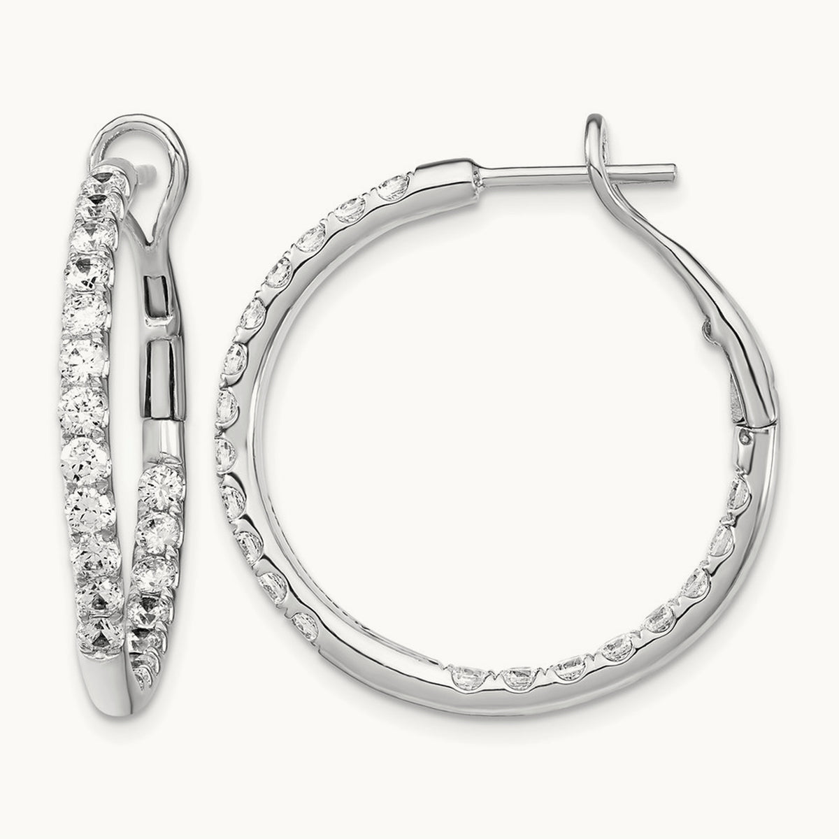 In/Out Hoop Earrings, 2.00 ct tw Lab-Grown Diamond — 14K White Gold