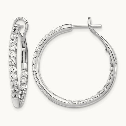 In/Out Hoop Earrings, 2.00 ct tw Lab-Grown Diamond — 14K White Gold