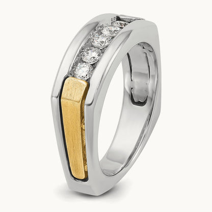 IBGoodman Men's Polished & Satin 5-Stone Diamond Ring, 14K Two-tone
