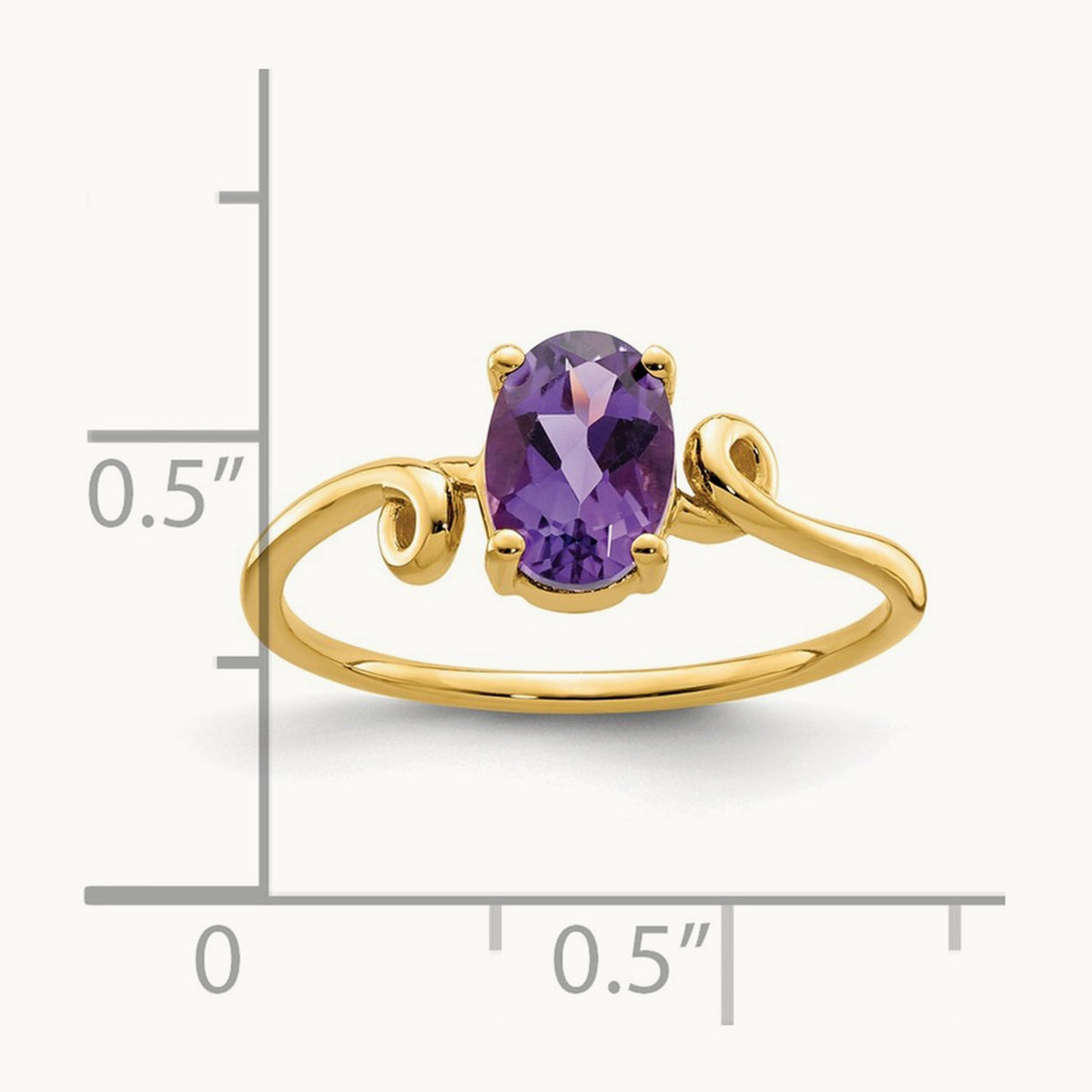 7x5mm Oval Amethyst ring, 14K