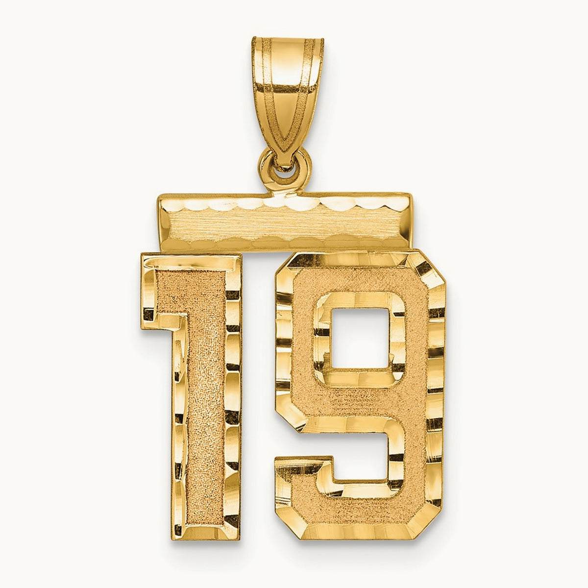 Medium Diamond-cut Number 19 Charm, 14K