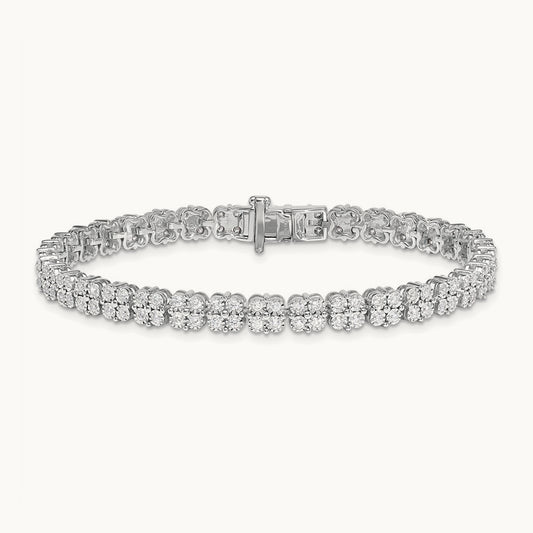 SS Rh-Plated 2ct Lab Grown Dia VS/SI+ G+ Comp Fashion Tennis Bracelet