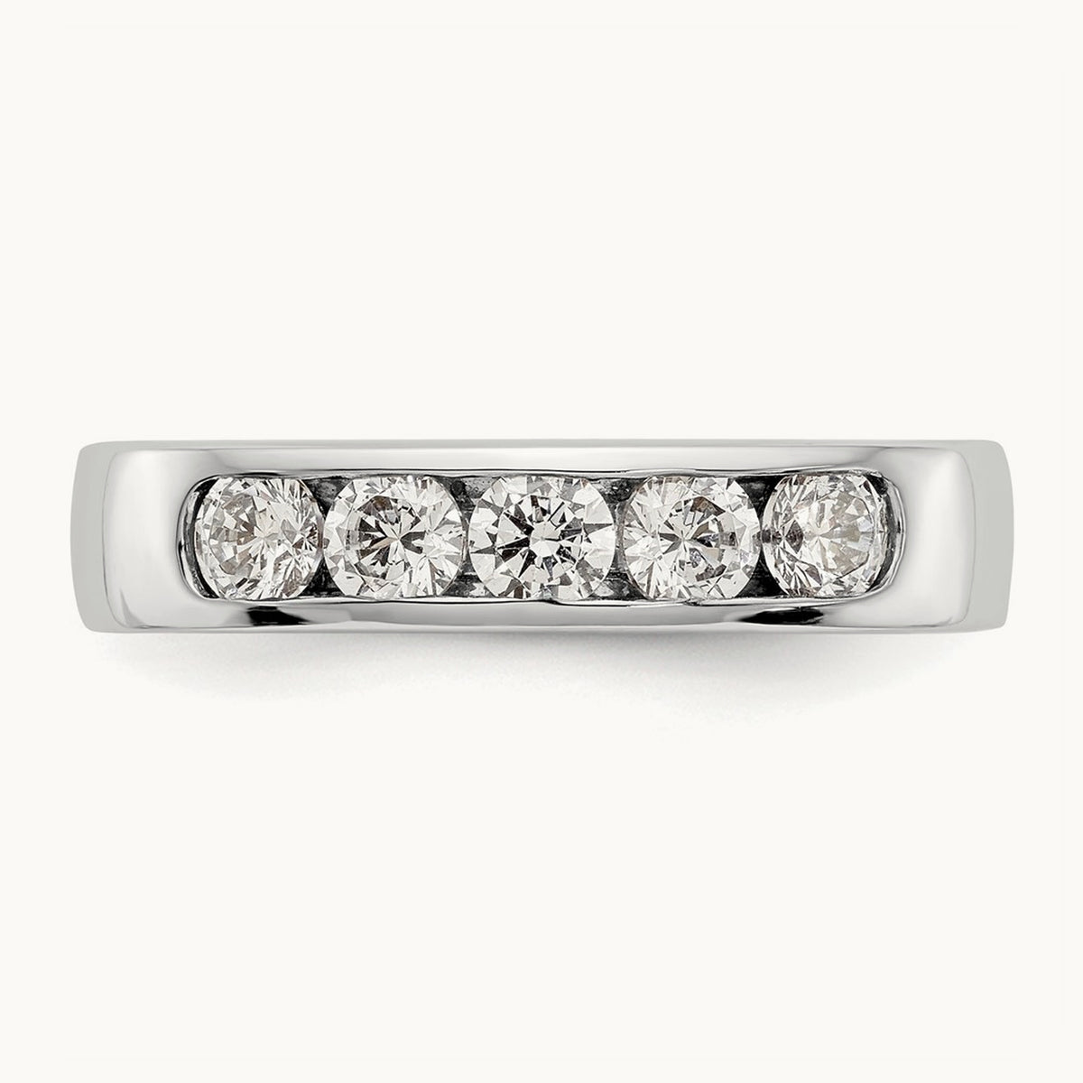 5-Stone Diamond Channel Band, 14K White Gold