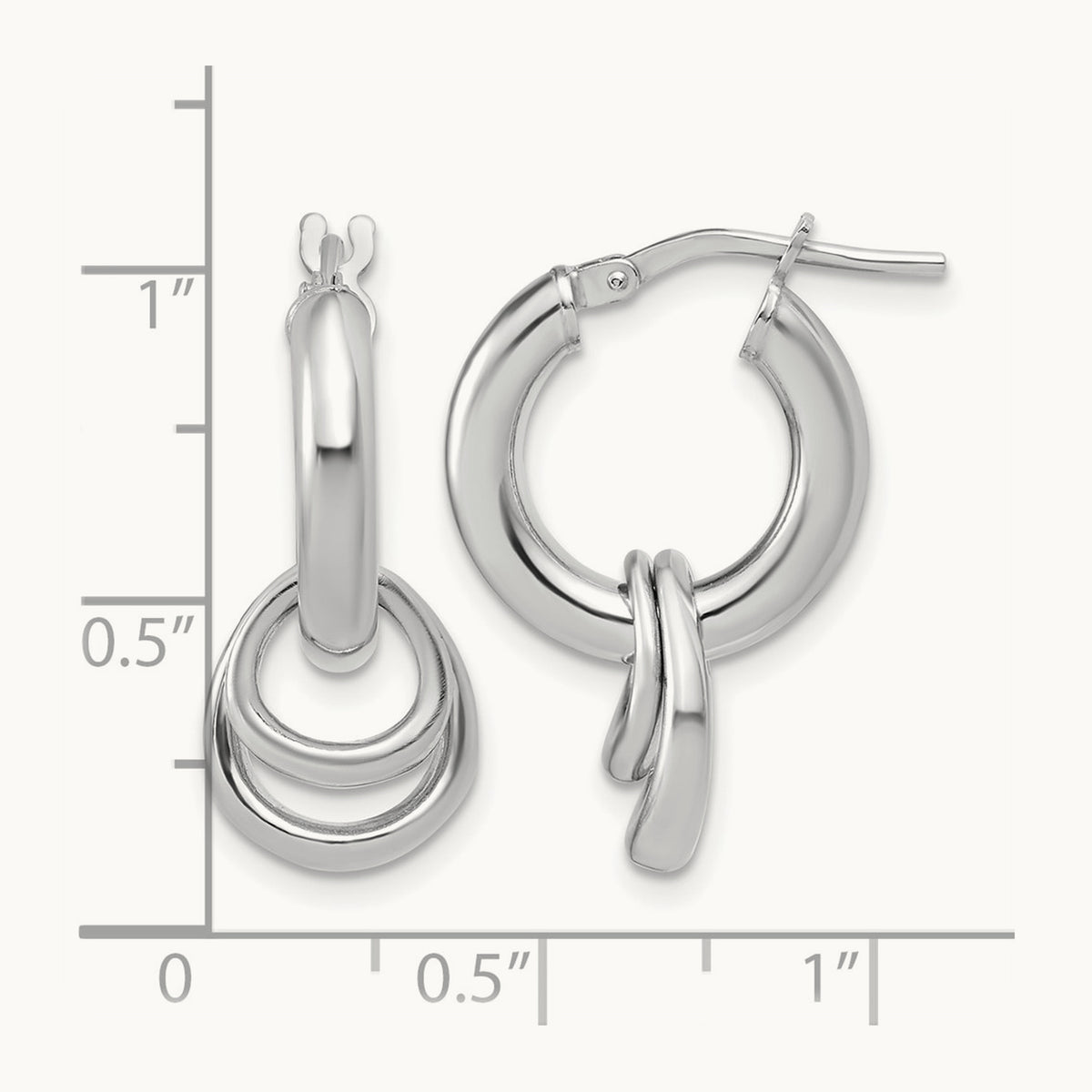 RH-plated Polished Circle Dangle Hoop Earrings, Sterling Silver — Leslie's