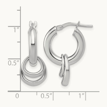 RH-plated Polished Circle Dangle Hoop Earrings, Sterling Silver — Leslie's