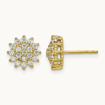 Cluster Post Earrings, 0.50 ct tw Lab-Grown Diamond — 14K Yellow Gold