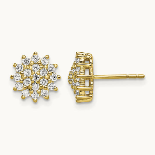 Cluster Post Earrings, 0.50 ct tw Lab-Grown Diamond — 14K Yellow Gold