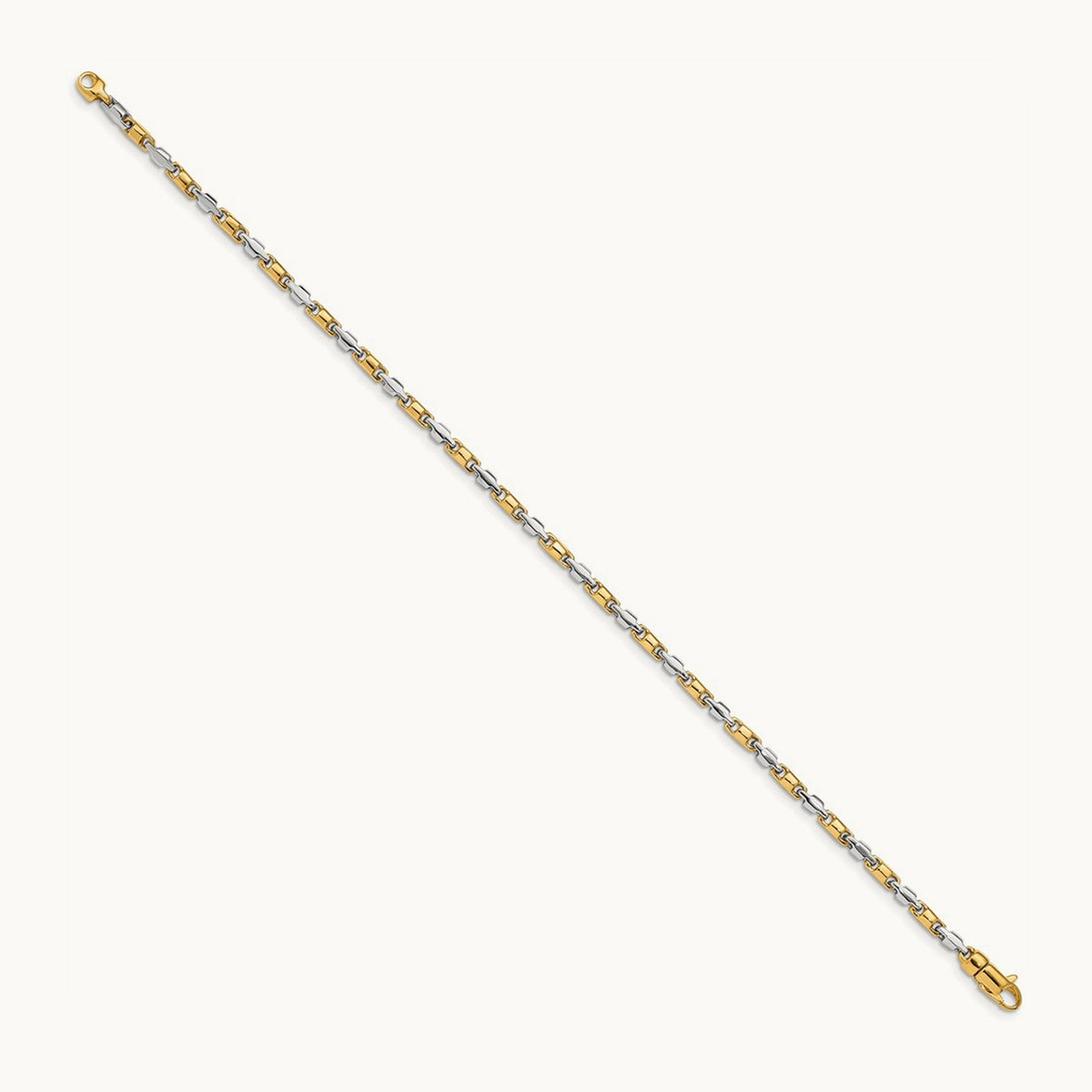 Hand-polished Fancy Link Bracelet, 2.5mm, 14K Two-tone