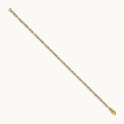 Hand-polished Fancy Link Bracelet, 2.5mm, 14K Two-tone