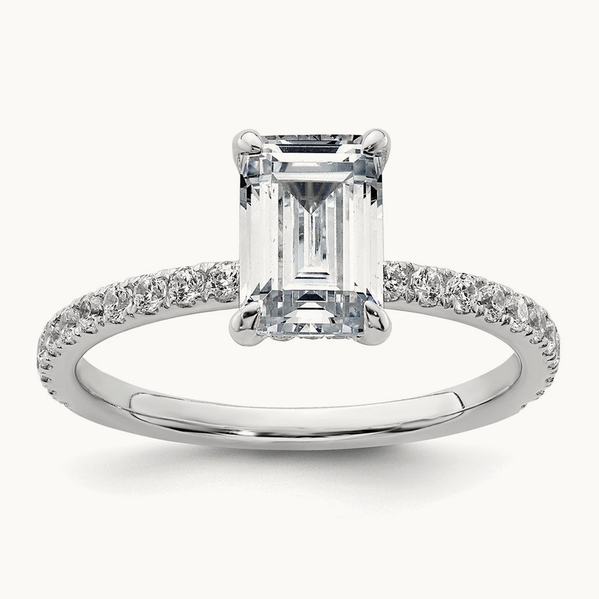 Emerald Solitaire Engagement Ring, 1.25-2.25 ct tw Lab-Grown Diamond — 14K White Gold, 7 (2)