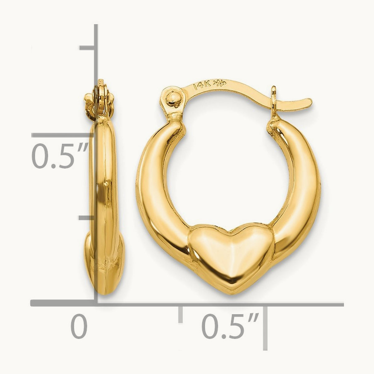 Madi K Hollow Heart Hoop Earrings, 14K