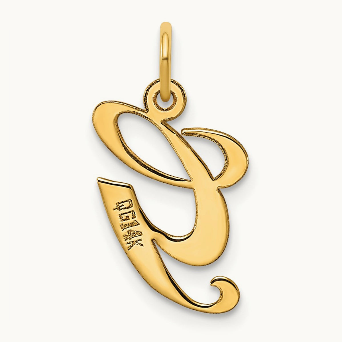 Medium Fancy Script Initial Charm — 14K Yellow Gold, G