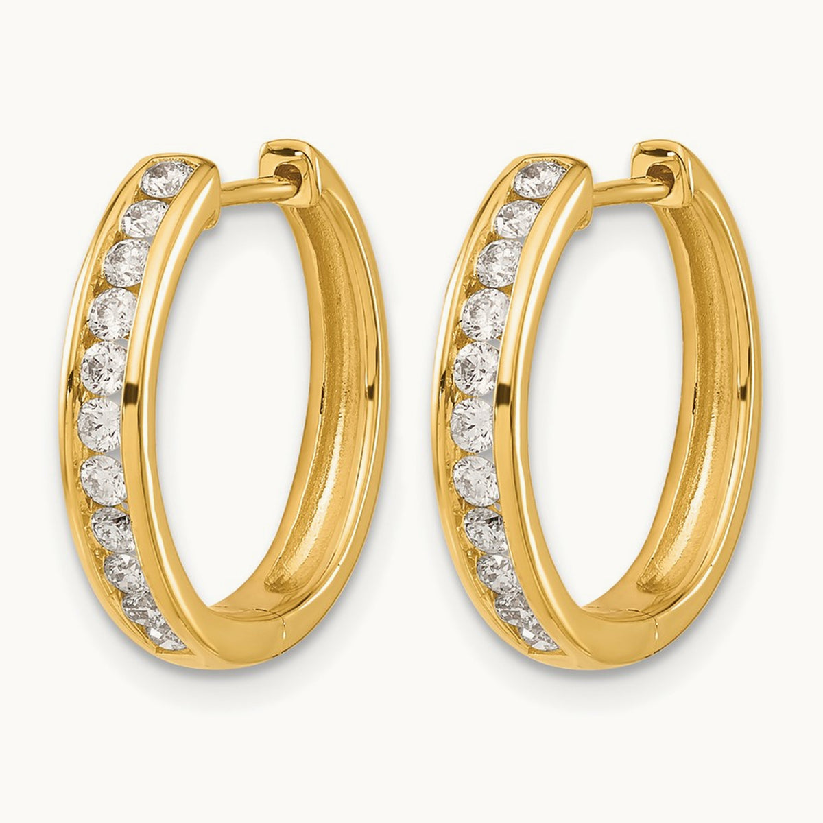 Diamond Hinged Hoop Earrings — 14K Yellow Gold